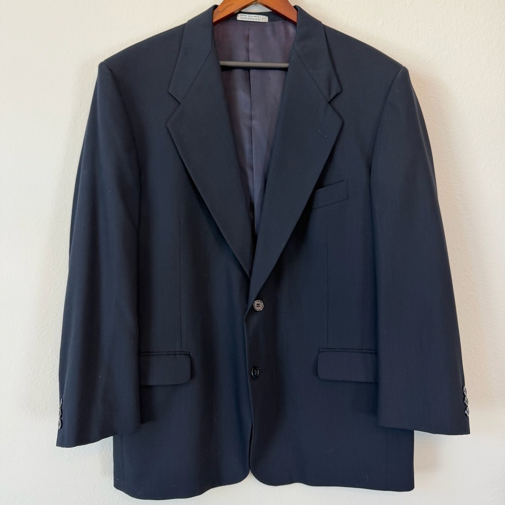 Ungaro Uomo Blazer Mens 44R Navy‎ Wool Two Button Sport Coat Jacket Classic Fit
